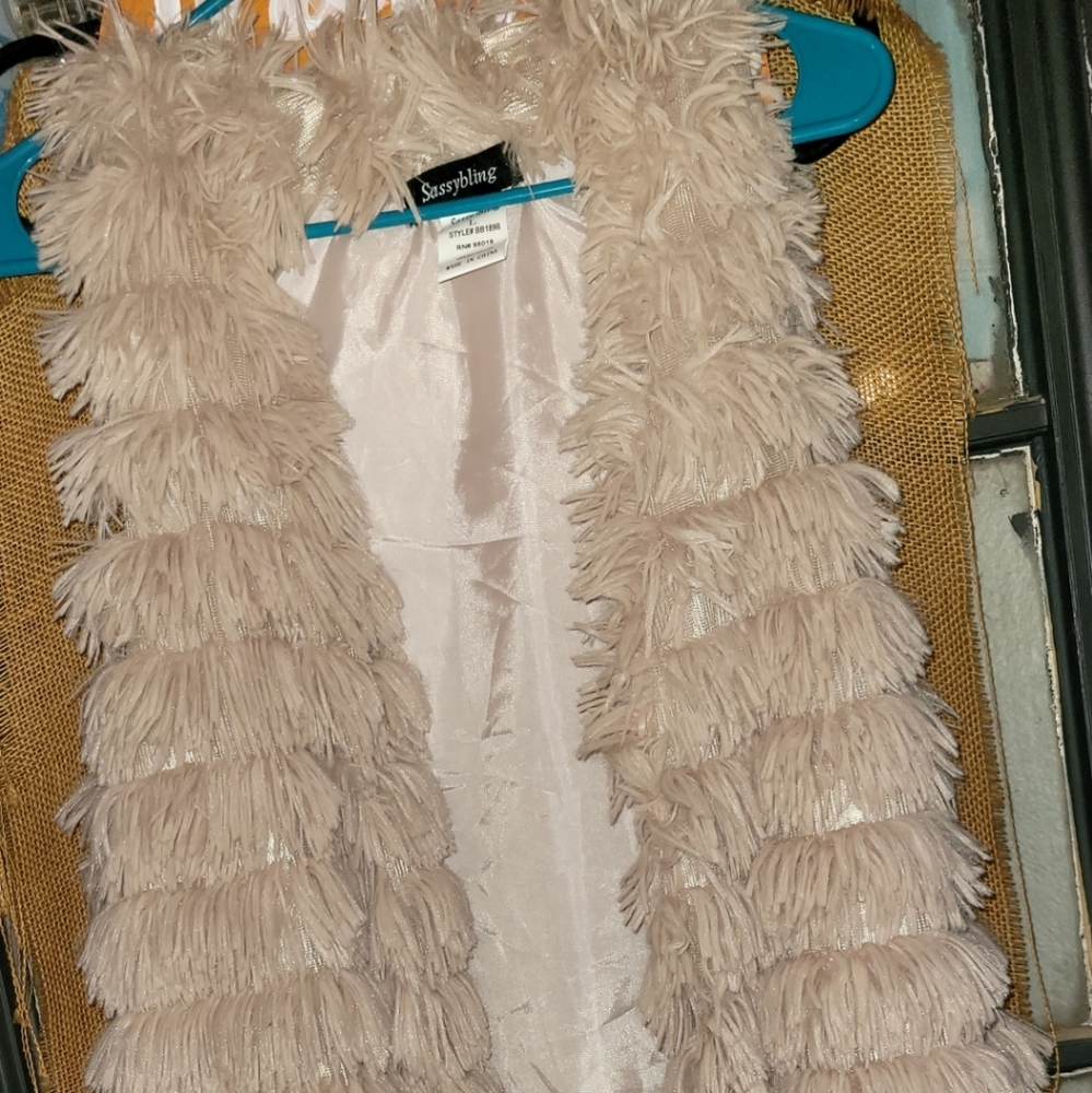 Sassy Bling Fuzzy Vest. Sz. L